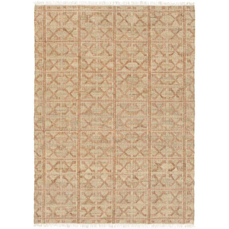 Wrought Studio Arcuri Geometric Handmade Flatweave Jute Beige/Ivory